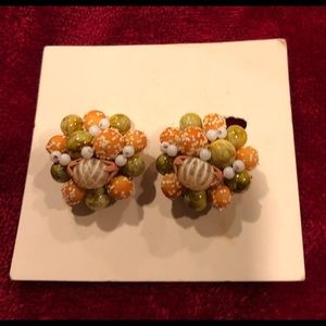 Vintage clasp back earrings fun in color